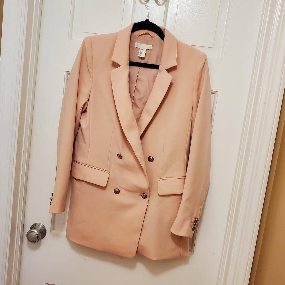 H&M Blush Double Breasted Oversized Blazer size 8